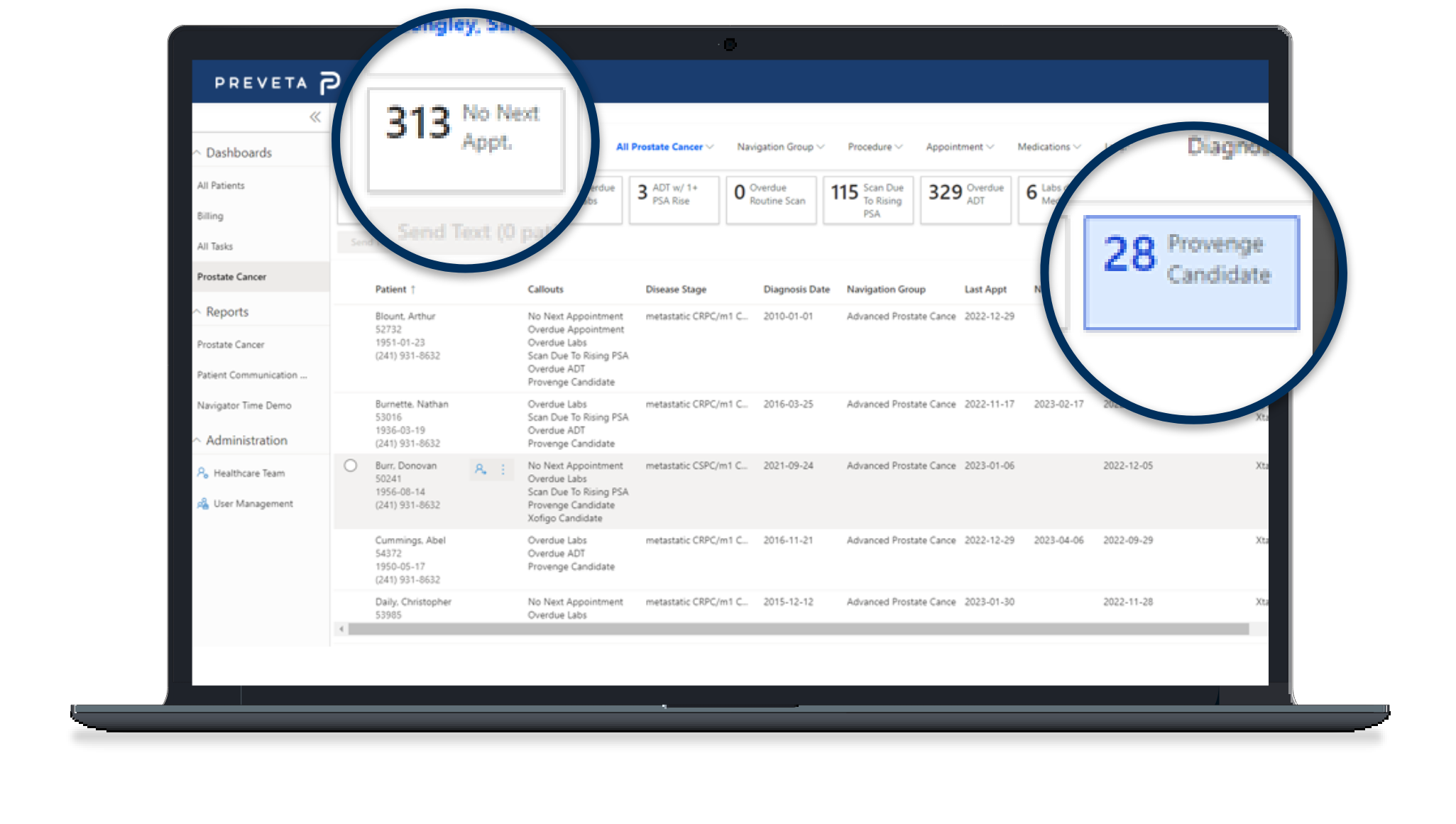Preveta workflows interface